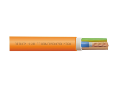 Fire resistant, halogen free power cable (N)HXH-J FE180 E90 5x4RE 0,6/1kV, orange