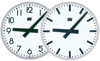 Time Code Clock, alu (RAL 7037), LED illum 230 VAC, HH:MM, A, Ø400, Single sided