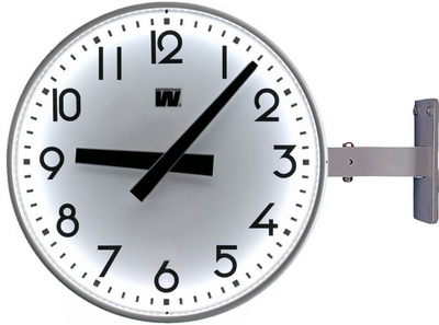 Slave Clock in-/outdoor, alu (RAL 7016), HH:MM, LED illum (230 VAC), A, Ø900, Double sided. Wall- or ceiling mounting to be stated at order