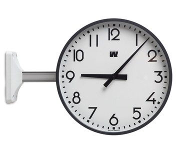 NTP Clock, plastic, PoE, HH:MM, A, Ø230, Grey, Double sided. Wall- or ceiling mounting to be stated at order