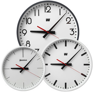 Slave Clock, plastic, step. Sec (1/1-sec impulse), HH:MM:SS, A, Ø300, White, Single sided