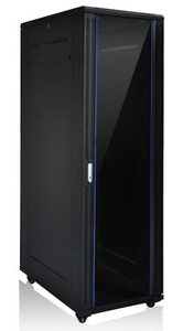 22U rack 19" 600x600, H=1176mm, glass door, black
