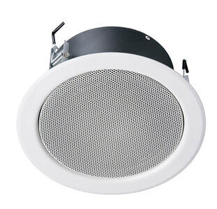 Ceiling Speaker for AB-Cabling , 2x6 watts, RAL 9010, metal, with thermal fuse, ceramic block, firedome, certified EN 54-24, BS 5839 compliant, IP55, 1438-CPR-0233, DL-AB 06-200/T-EN54