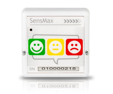 SM-LoyaltyButton-L3-LR: Wireless feedback button with three faces (bad, medium, good), 868MHz, battery life 2yrs, wireless range 150m