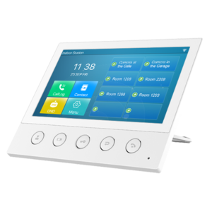 SIP monitor 7” TFT LCD valge, touch screen, wifi, video H.264 ja 2-way audio, PoE või 12VDC(1A), 176x104x26,5mm, mälu: RAM 1GB, Flash 4GB