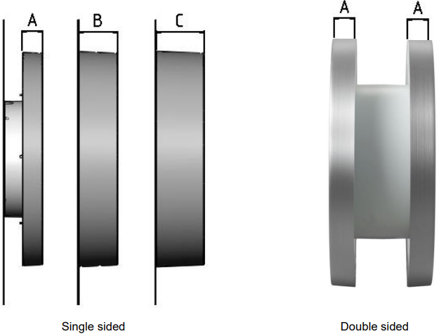 Aluminum ring Type A/Ø 230/30mm/Powder coated in Anodic Natura/Covering the plastic housing/