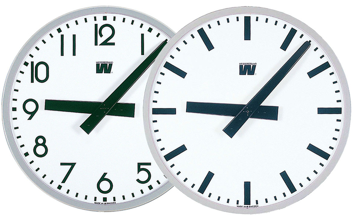 Time Code Clock, alu (RAL 7037), LED illum 230 VAC, HH:MM, H, Ø900, Single sided
