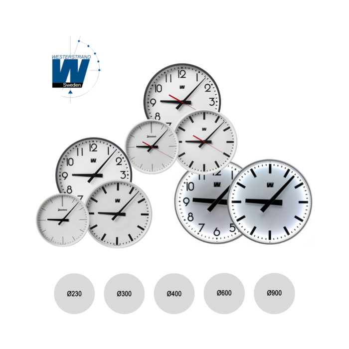 Time Code Clock type W, plastic, HH:MM, Office, Ø400, White, Single sided