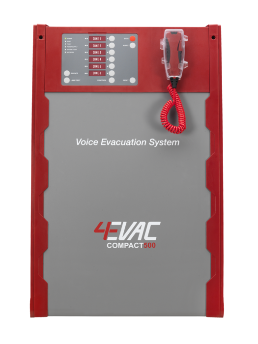 Single cabinet, fully operational Voice Alarm System that includes; 200 WATT 2ch, with additional SPARE amplifier: - 1x 2ch-audio amplifier (2x100W/ch) - 1x 2ch-backup amplifier (2x100W) - AC surveillance based om puls-20kHz signal with EOL Includes manda