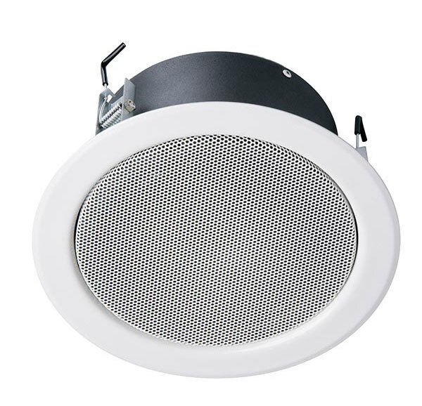 Ceiling speaker, 6 watts, RAL 9010, metal, with thermal fuse and ceramic block, firedome, certified EN 54-24, BS 5839 compliant, IP55, 1438-CPR-0233, DL 06-130/T-EN54