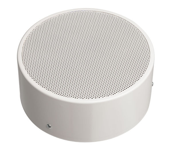 Ceiling Speaker for AB-Cabling, surface-mounted version, 2x6 watts, RAL 9010, metal, with thermal fuse and ceramic block, certified EN 54-24, BS 5839 compliant, IP21C, 1438-CPR-0448, DL-A-AB 06-100/T-EN54
