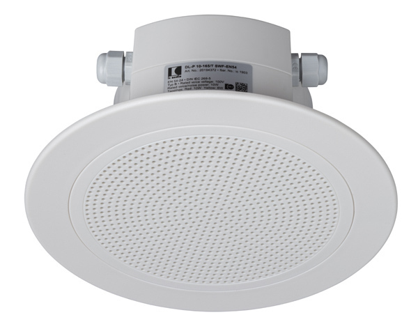 Ceiling speaker, seawater-resistant, 10 watts, RAL 9016, ABS, certified EN 54-24, IP54, 1438-CPR-0718, DL-P 10-165/T SWF-EN54