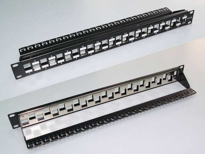 Cat6a patch panel, FTP, staggered type, 1U-24 port
