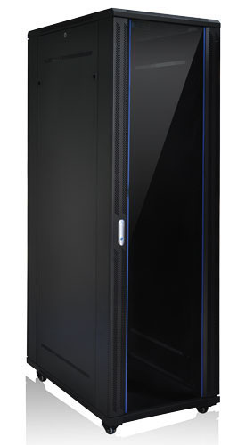 42U rack 19" 600x600, H=2065mm, glass door, black