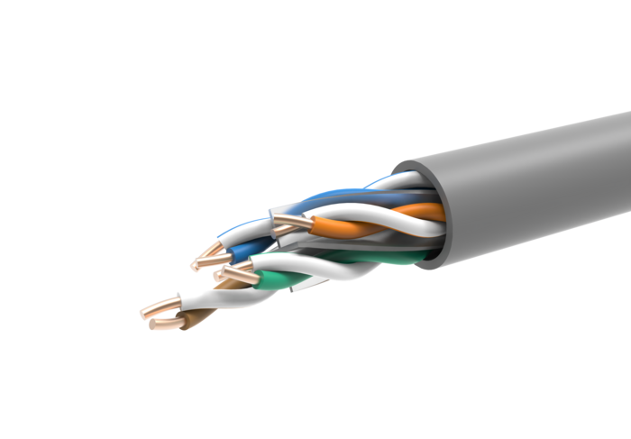 LinkSide, Cat6, U/UTP, sisekaabel, 23AWG (0.55mm), hall (RAL7035), LSZH, 305m karp. Force Tecnology sertifikaadiga. Dca-s2,d2,a1